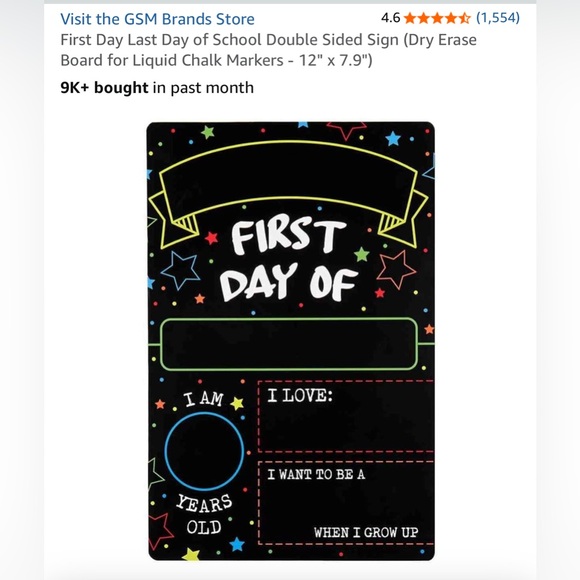 Colorful First Day/Last Day of School Dry Erase Chalkboard - Picture 1 of 5